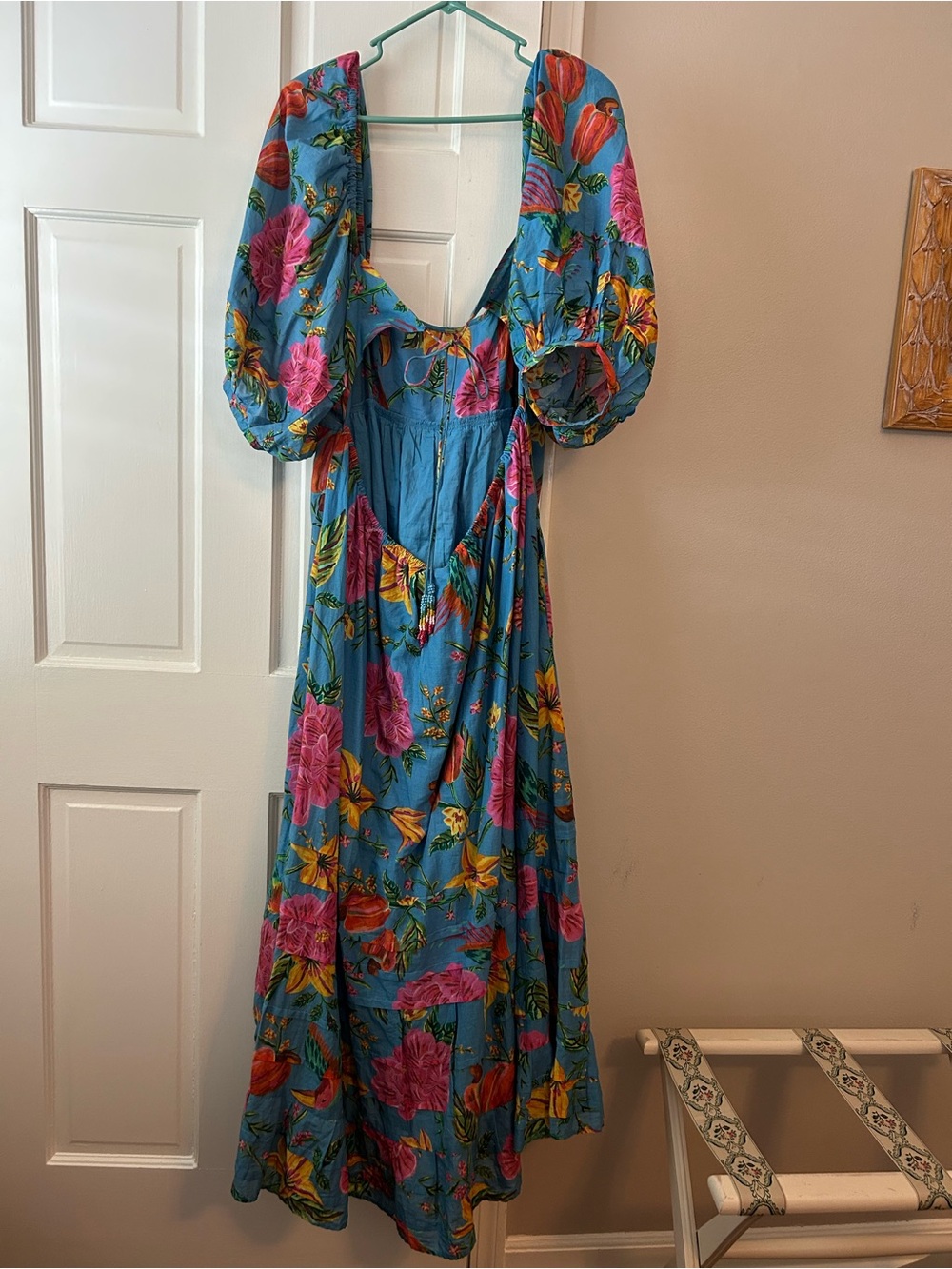 FARM Rio Turquoise Floral Maxi Dress with Pink & Yellow Blooms - Picture 3 of 8